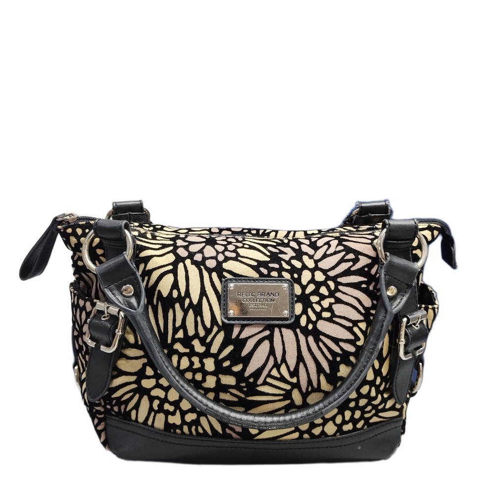 Relic Collection Handbag Womens Multi Flocked Floral Buckle Detail Zip Closure